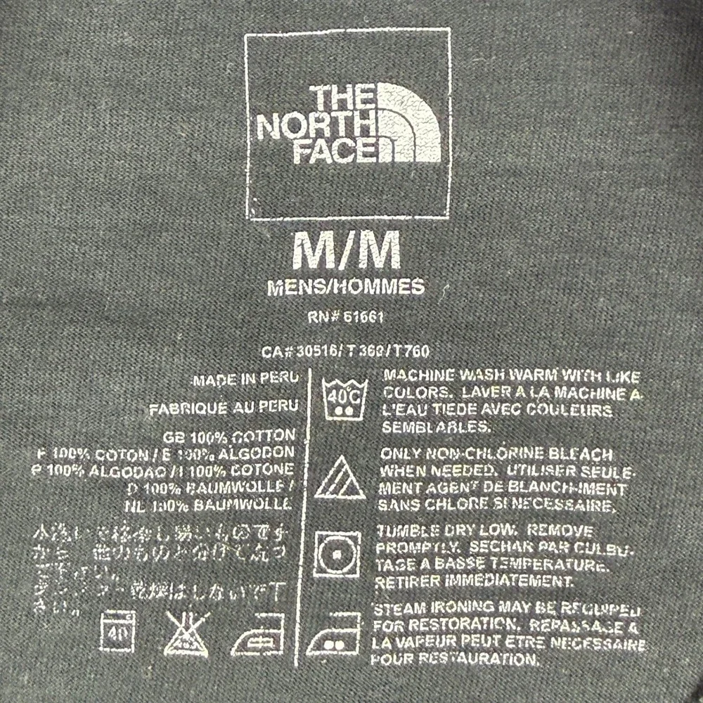 The North Face T Shirt Mens M Black Red Big Logo Cotton Graphic Tee